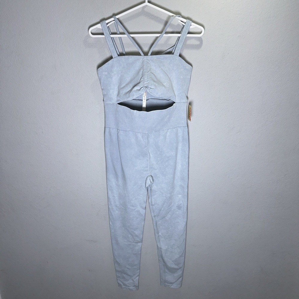 FP Movement by Free People Light Blue Strappy Cutout Jumpsuit M/L